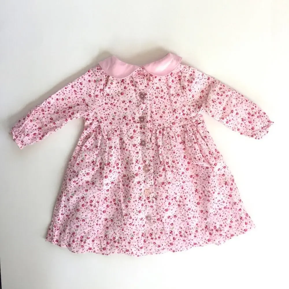 Laura Ashely Pink Floral Long-Sleeve Dress 6 Months